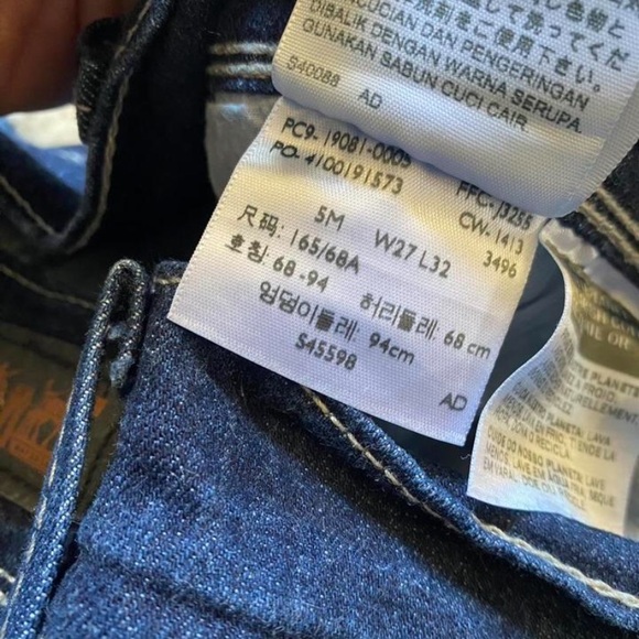 Levi's Y2K Too Super Low Dark Blue Flare Jeans White Stitching Sz 27 - Picture 4 of 7